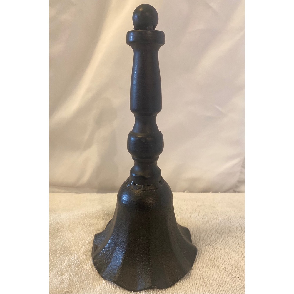 Vintage Style Cast Iron Hand Bell Matte Black Rustic School Dinner Bell Handheld